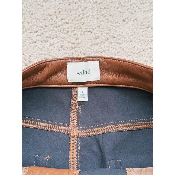 Wilfred Aritzia Melina Vegan Leather Flare Pant High Rise Cognac Brown 4 Luxury - Picture 5 of 10